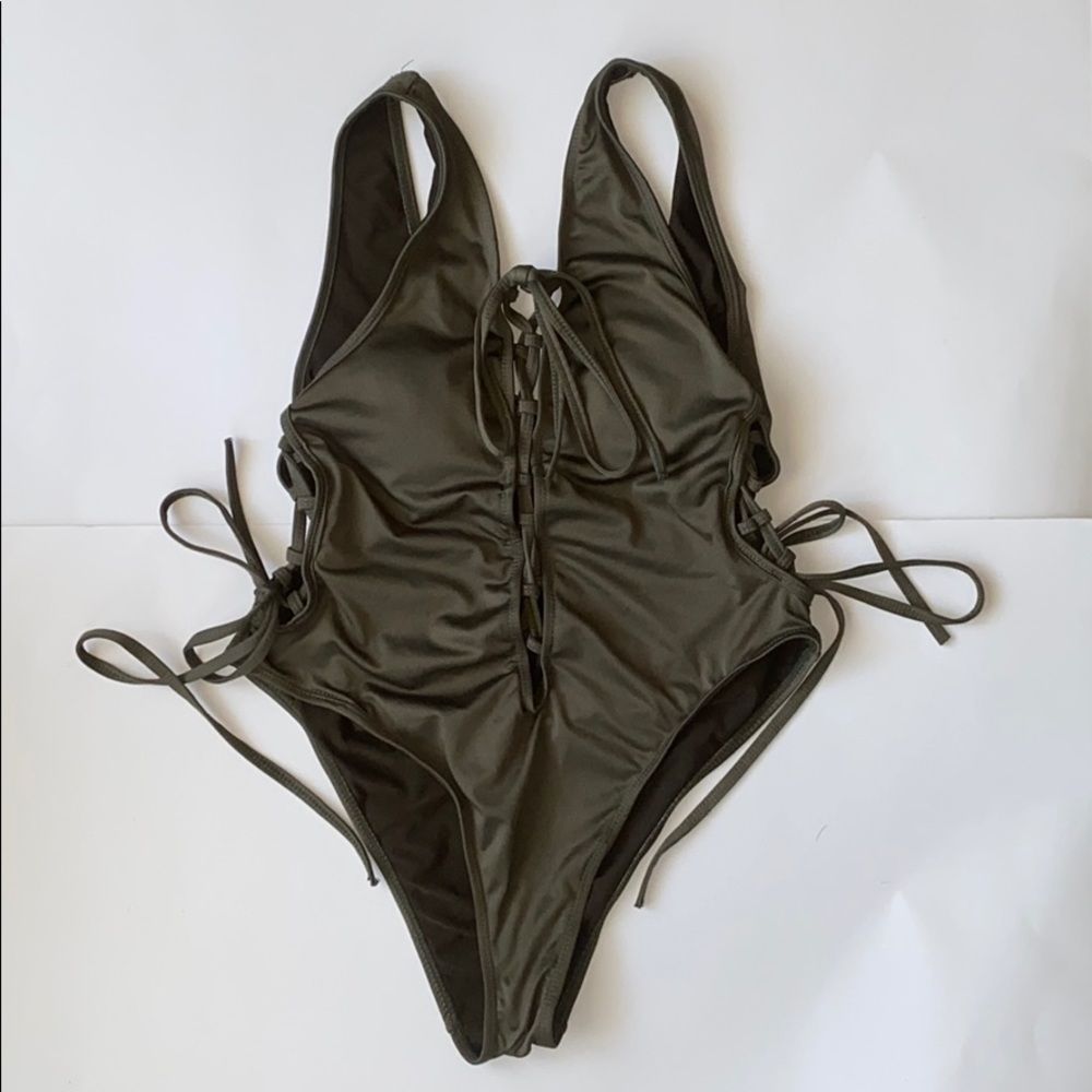 Self One Piece Swimsuit Green Sz M